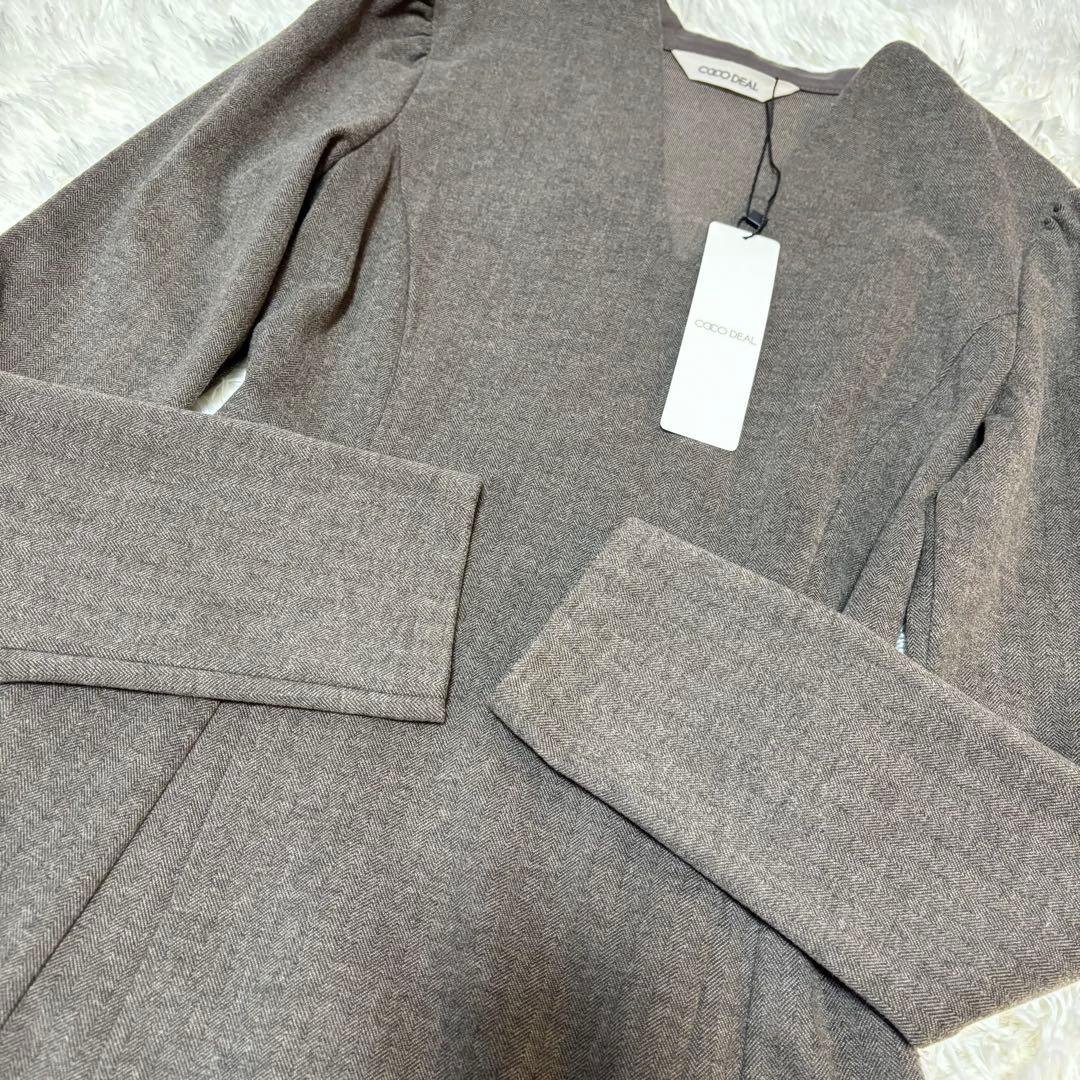 【新品タグ付き】　ココディール　ヘリンボーンカットワンピース チャコール