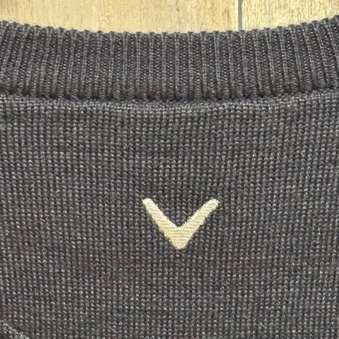 キャロウェイ　Callaway 長袖　ニット　セーター 刺繍ロゴ　ウール混　M