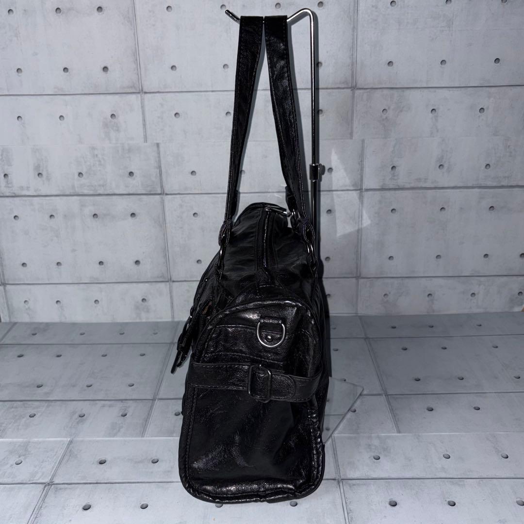極美品 Y2K 00s ベルト スタッズ 2way トートバッグ ボストン型 黒