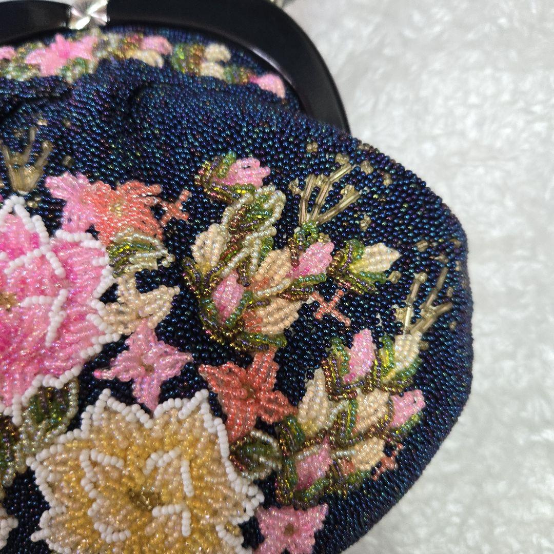 未使用　美品　花柄ビーズ　バッグ　　昭和レトロ
