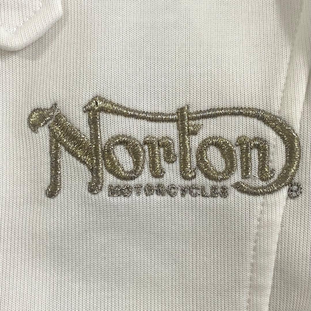 Norton ノートン スウェットライダースジャケット 金刺繍 ホワイト 白 Ｌ