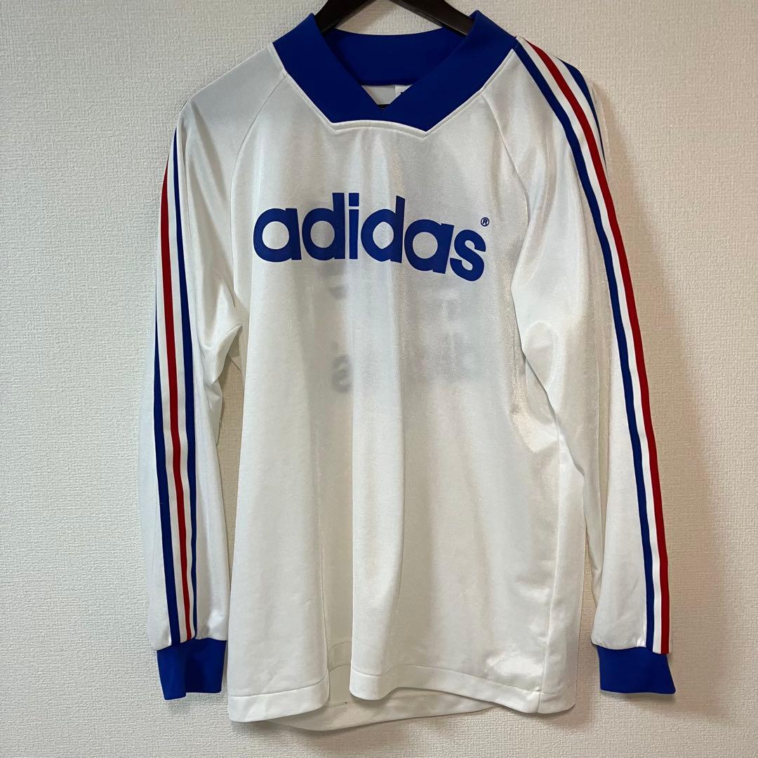 【L】old adidas長袖シャツ　トレフォイルロゴ　トリコロール　マリノス