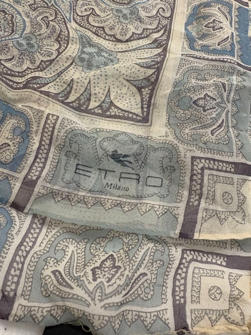 ETRO エトロ シルクスカーフ 大判 ペイズリー柄 イタリア製 約128cm