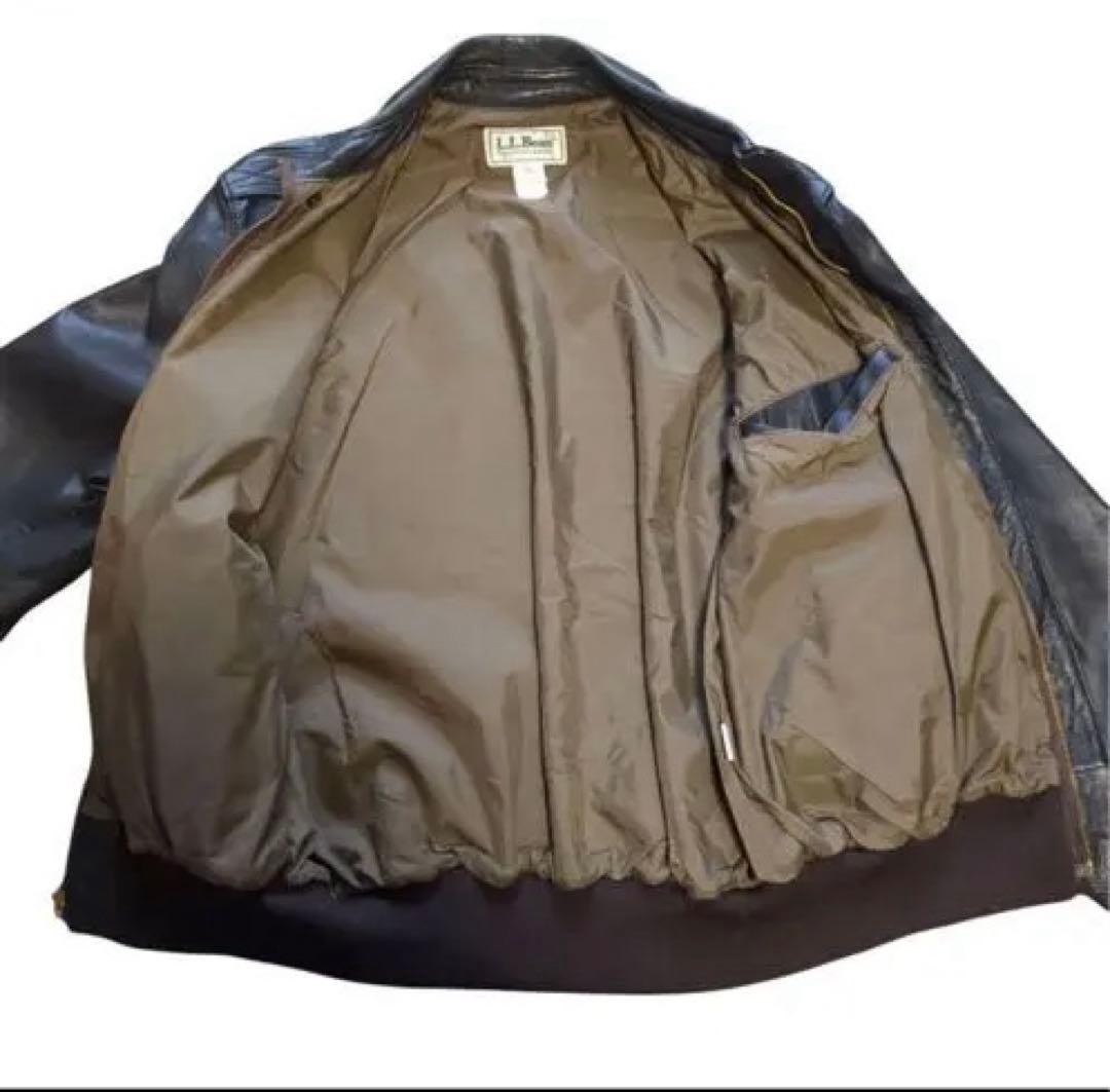 美品 USA製 L.L.Bean A-2タイプ レザージャケット ブラック XL