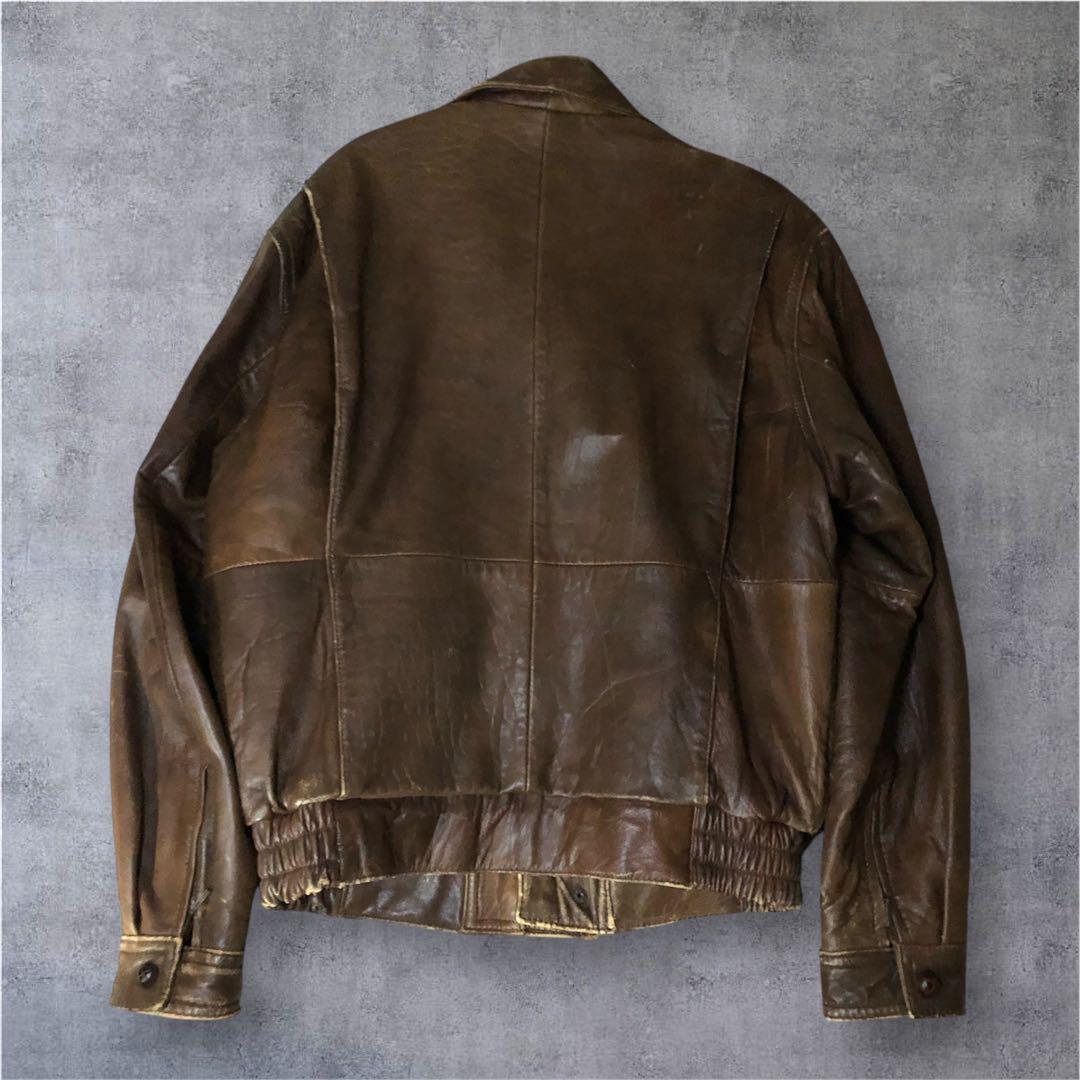 90s vintage A-2 フライトジャケット　羊革　短丈　ラムレザー