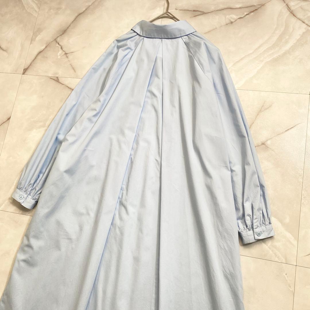 A18661 美品 RHC ギャザースリーブシャツワンピース ライトブルー