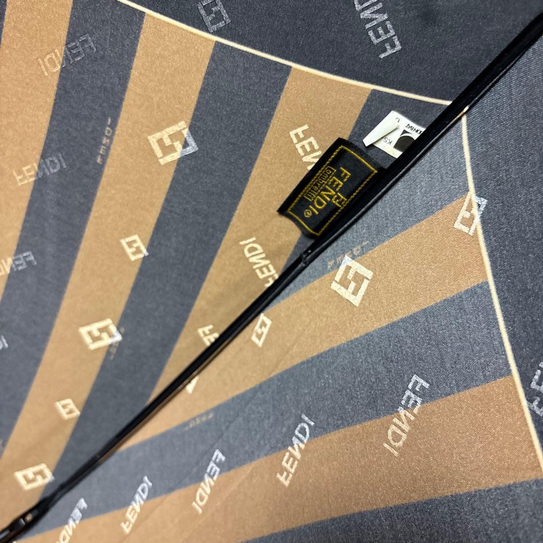 ◎希少 FENDI フェンディ 長傘 雨傘 ペカン柄 ロゴ ブラウン ブラック