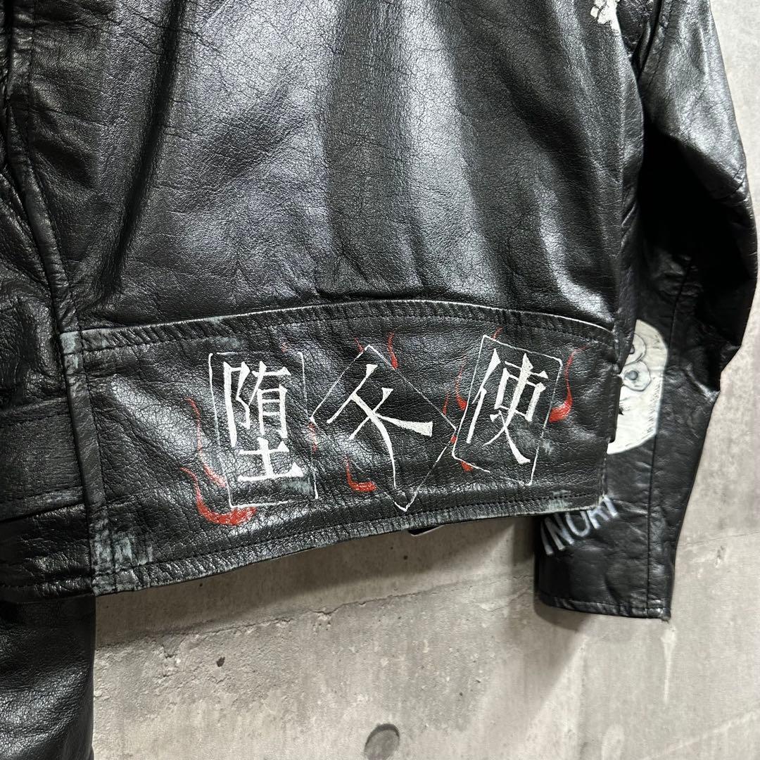 O*v様 ✦一点物カスタム✦ EEZAN 本革ライダースジャケット スカル ペイ