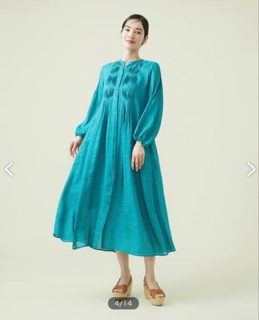 【近年・完売品】シビラ sybilla シルクリネンピンタックドレス マシキ丈