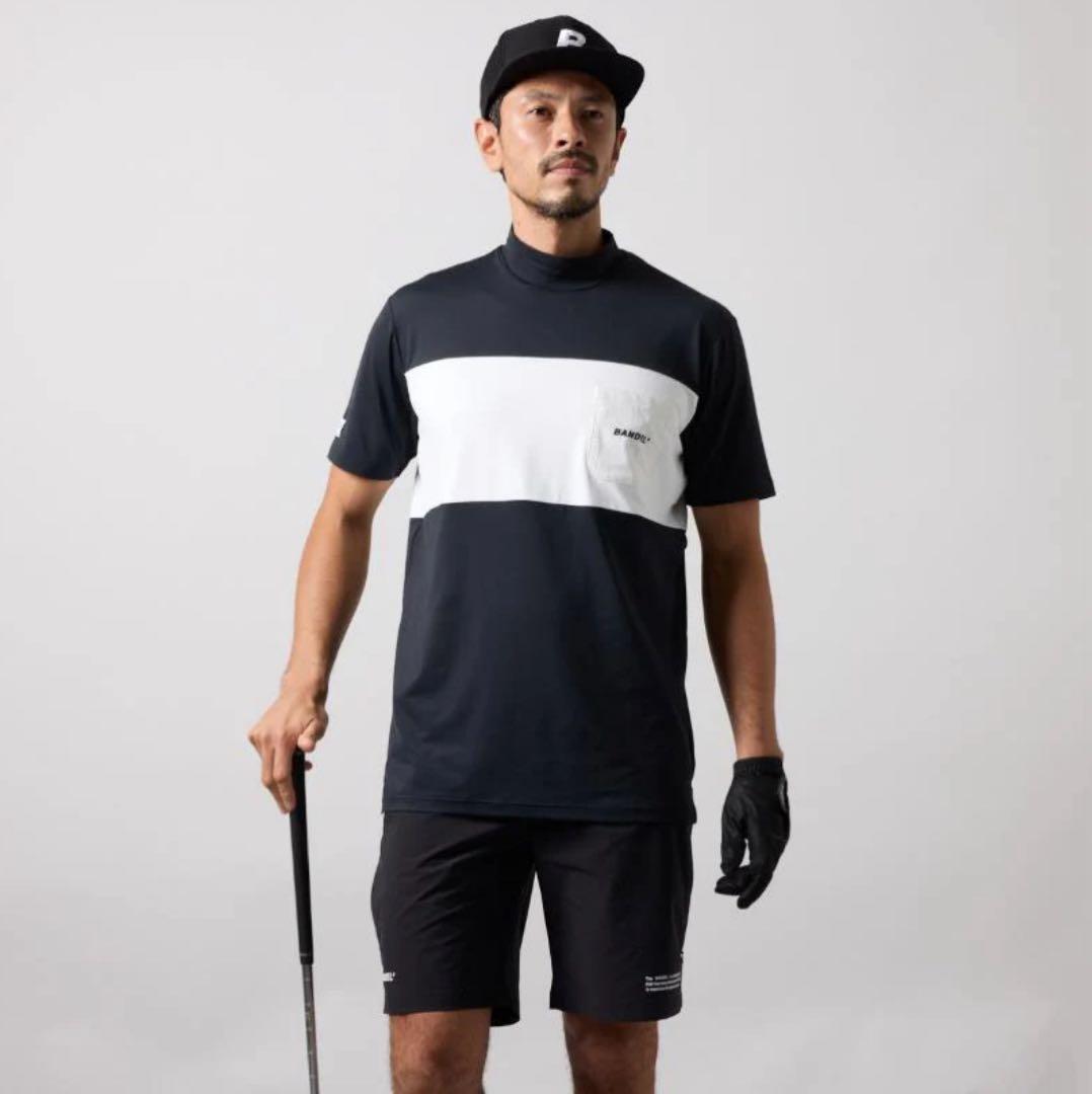 【新品・タグ付き】BANDEL メンズ モックネック 黒×白 胸ポケット XL