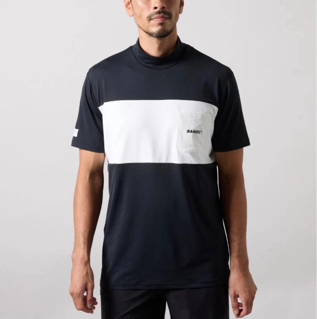 【新品・タグ付き】BANDEL メンズ モックネック 黒×白 胸ポケット XL