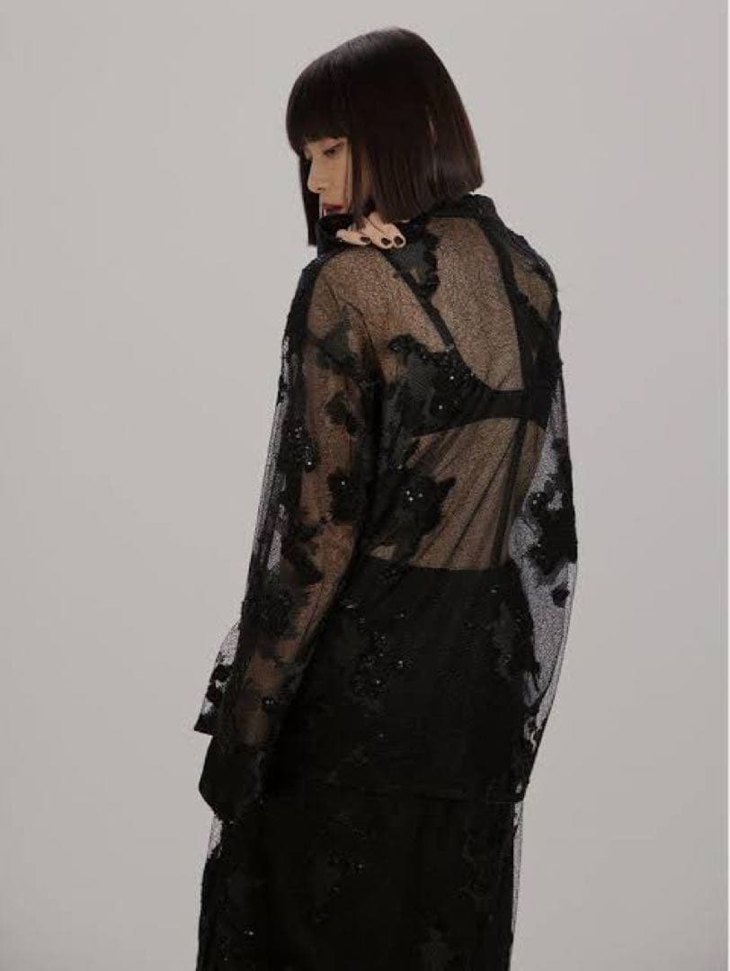2601091 Ameri UND MOYA SPANGLE TOP ブラック