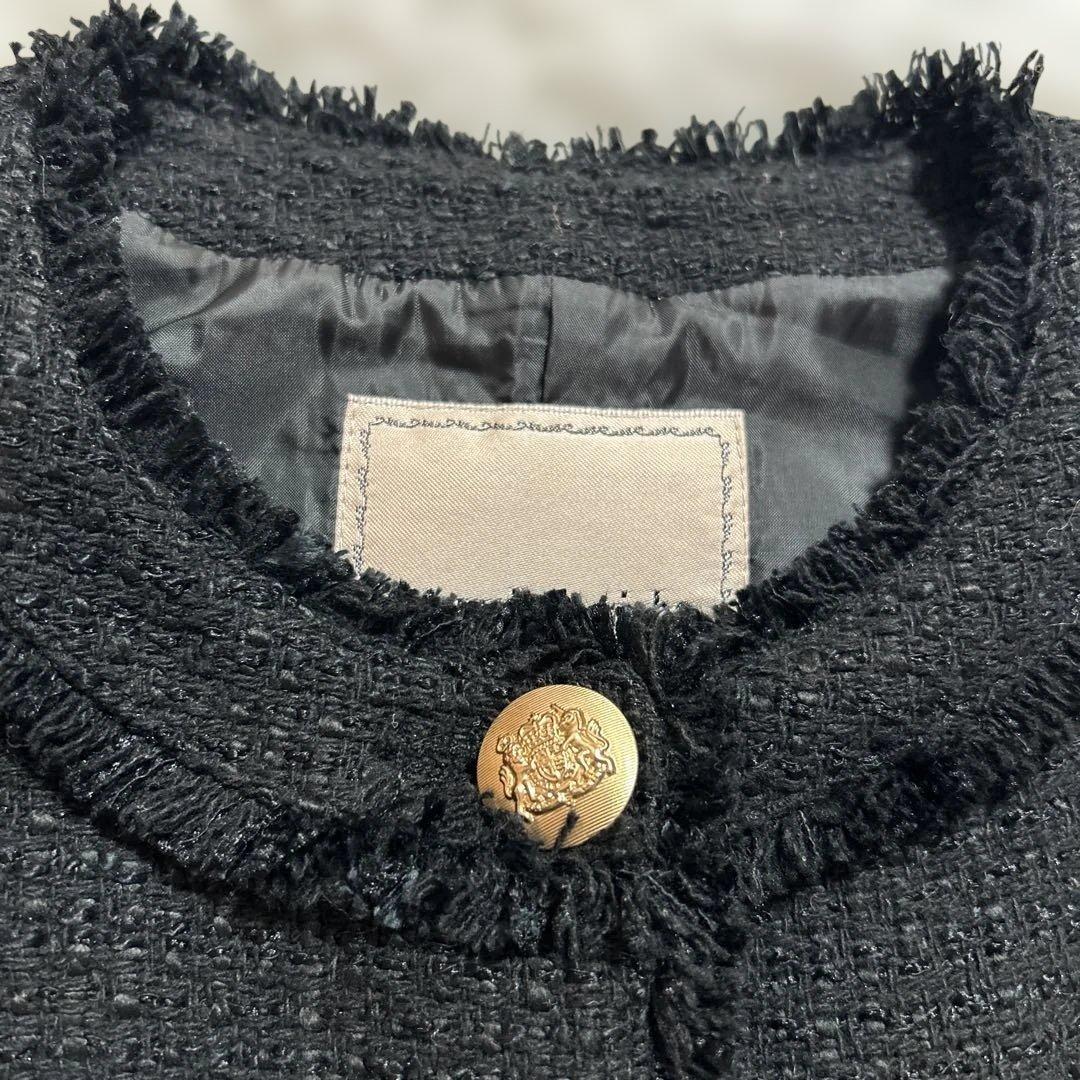 定価2.3万円 アプワイザーリッシェ ベスト ジレ ブラック ツイード 金ボタン