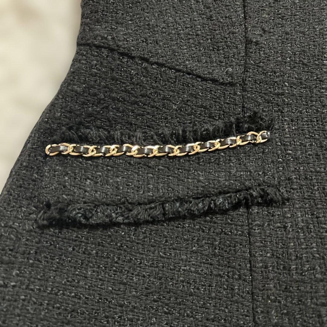 定価2.3万円 アプワイザーリッシェ ベスト ジレ ブラック ツイード 金ボタン