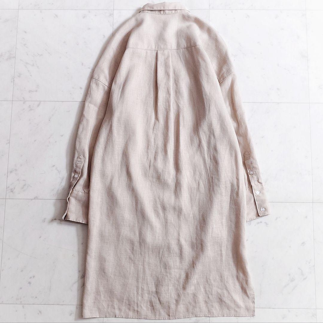 美品✨バンヤードストーム リネンシャツワンピース ベージュ 麻100% 羽織