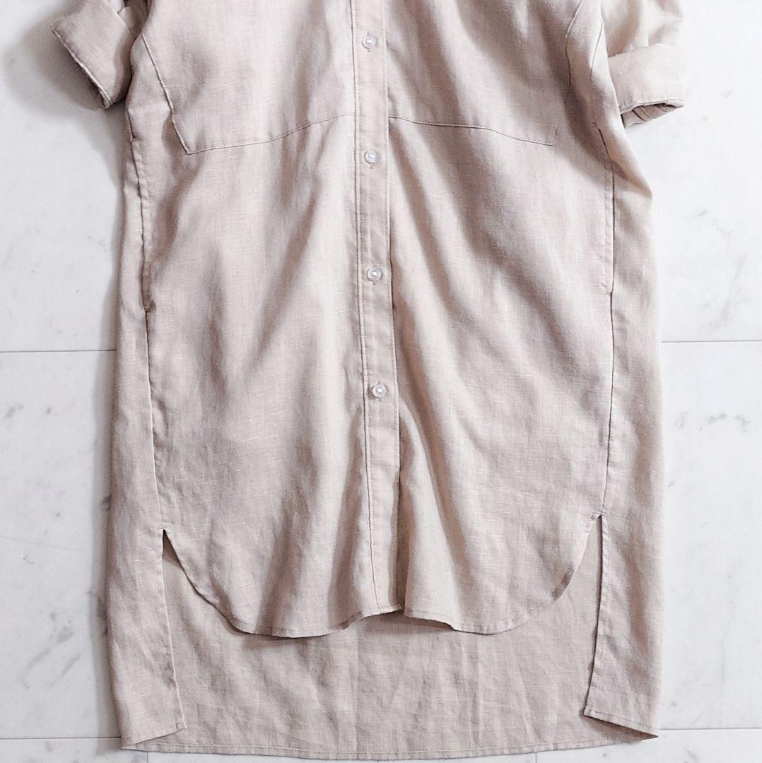 美品✨バンヤードストーム リネンシャツワンピース ベージュ 麻100% 羽織