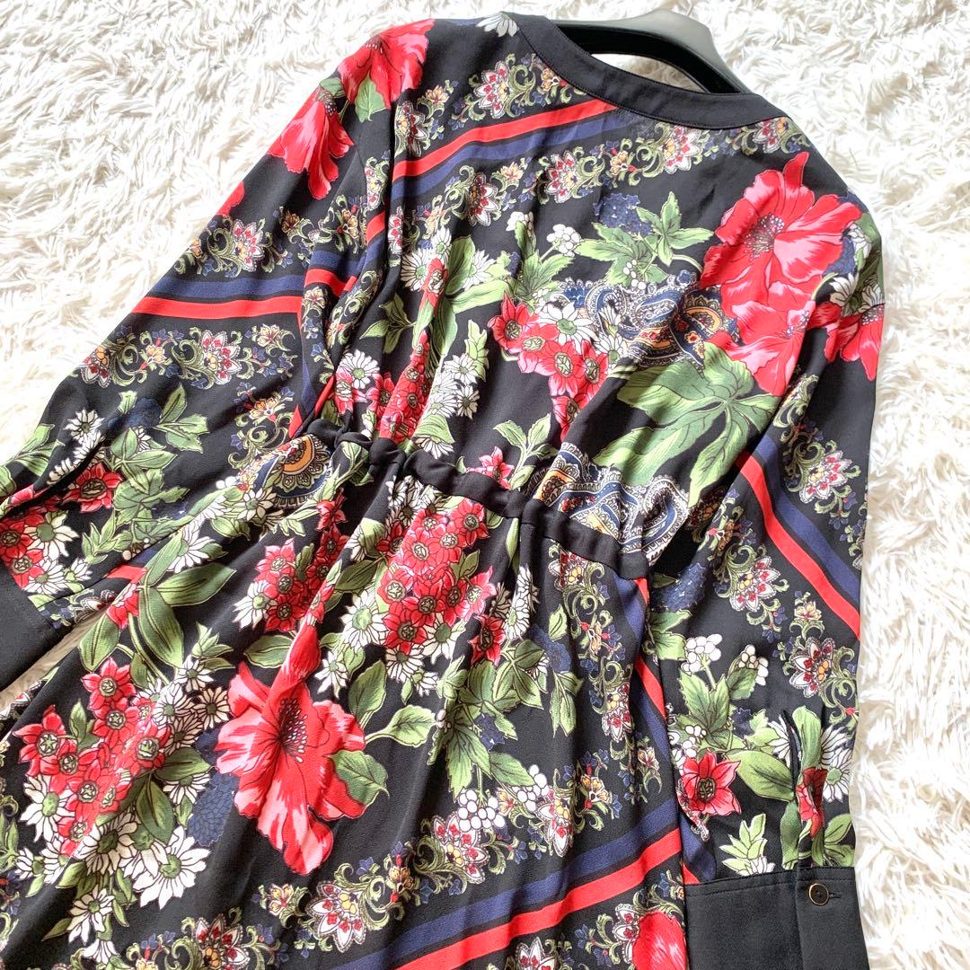 極美品✨グレースコンチネンタル ボタニカルスカーフワンピース マキシ丈 フレア