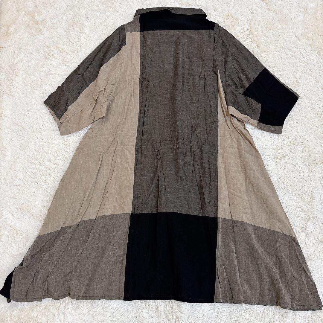2024年モデル☆芽風 ロングシャツワンピース パッチワーク