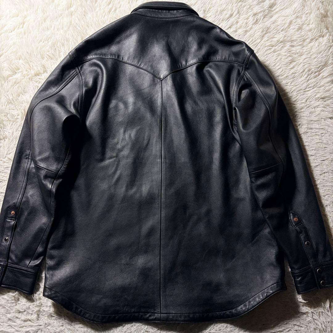 A*]様 美品■schott ウエスタンシャツ　110周年　羊革　ブラック　2X