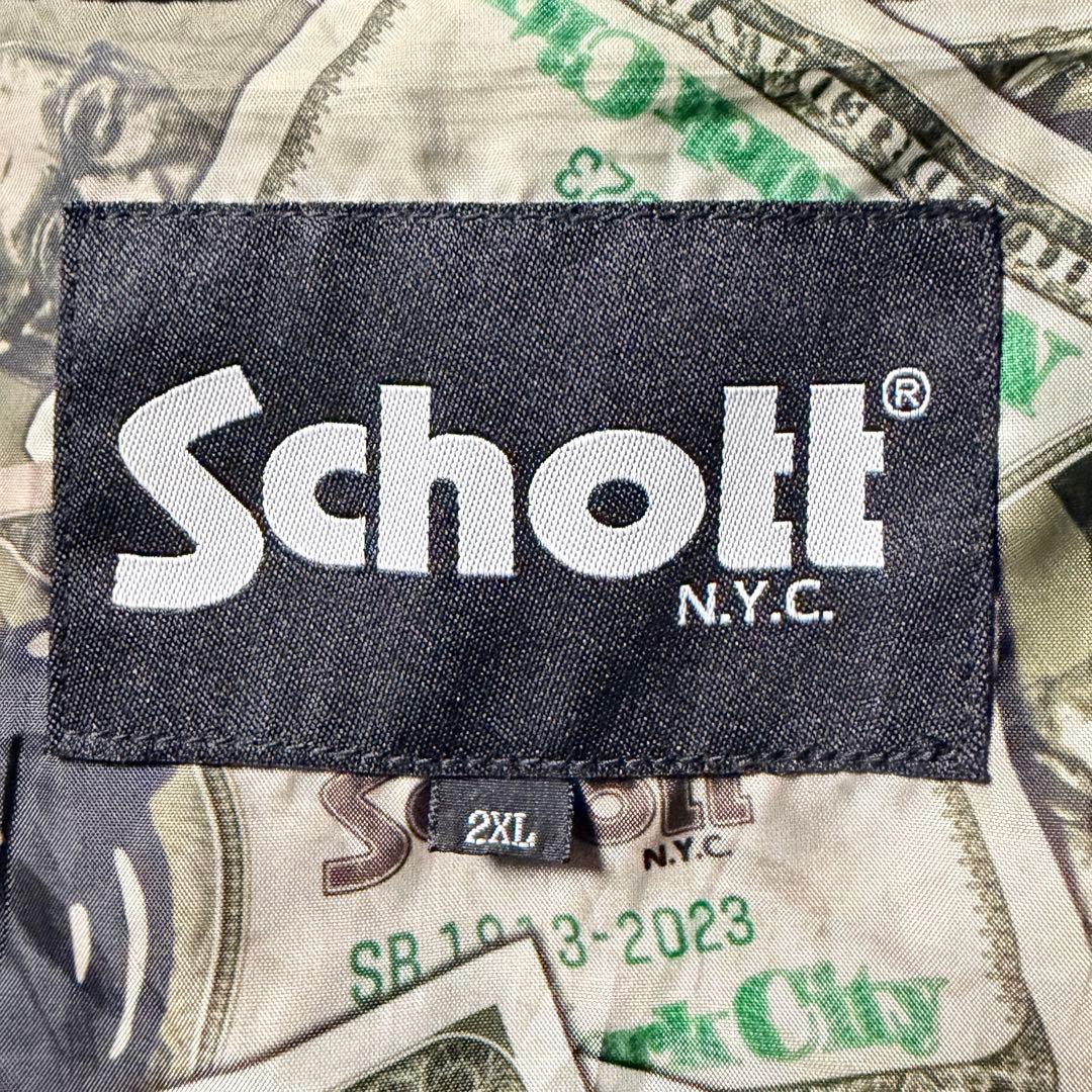 A*]様 美品■schott ウエスタンシャツ　110周年　羊革　ブラック　2X