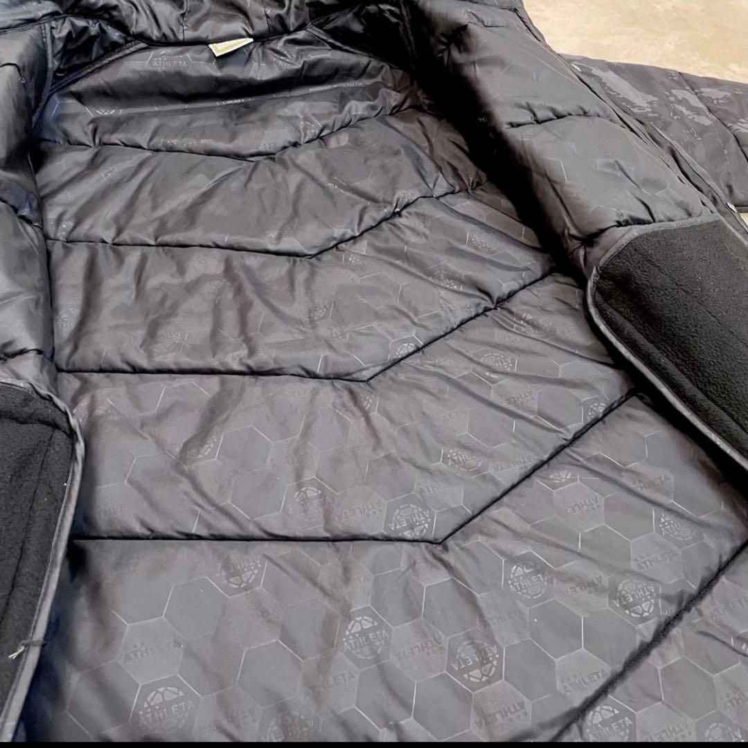 【美品】アスレタ　ATHLETA ダウンコート ロング　160 黒迷彩　カモフラ