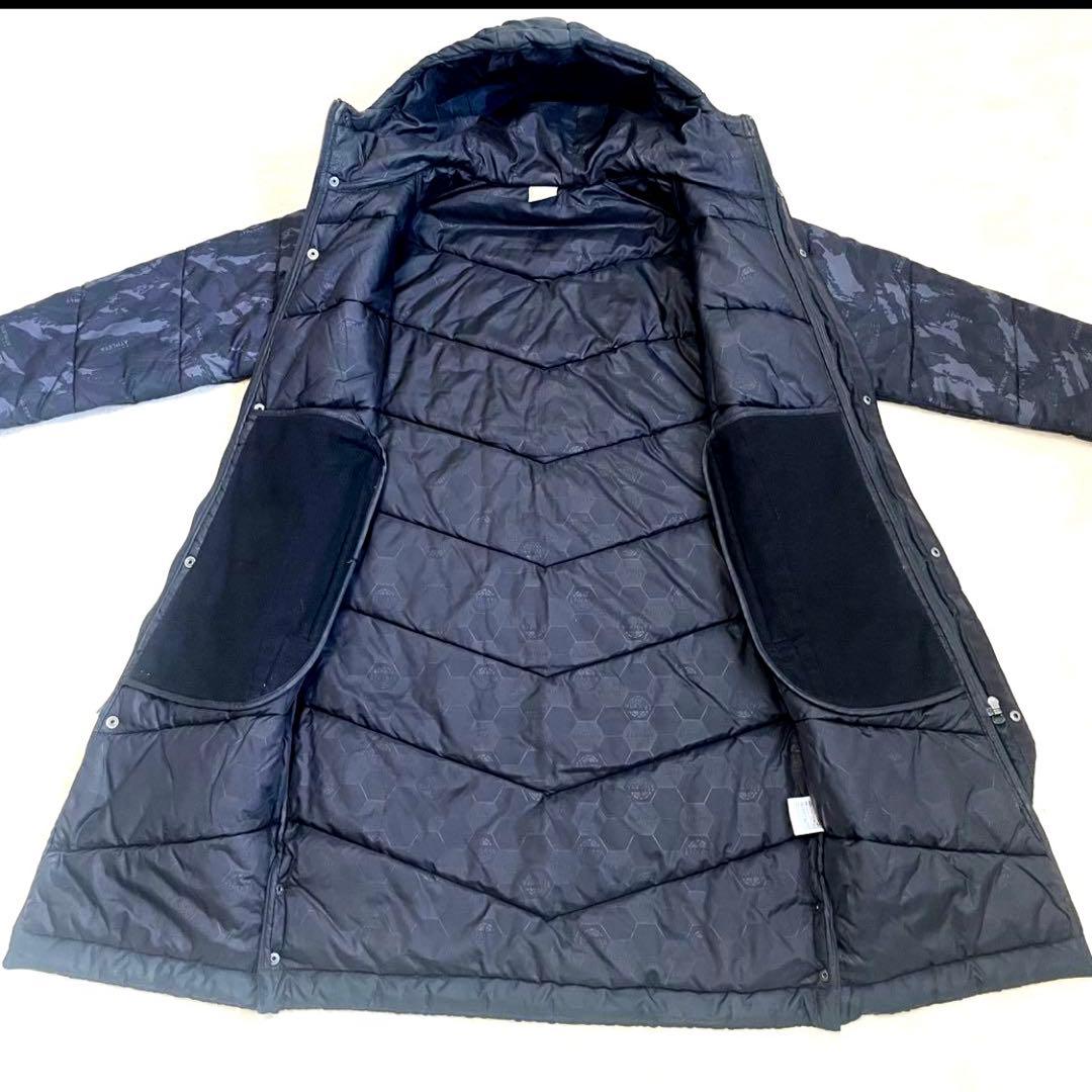 【美品】アスレタ　ATHLETA ダウンコート ロング　160 黒迷彩　カモフラ