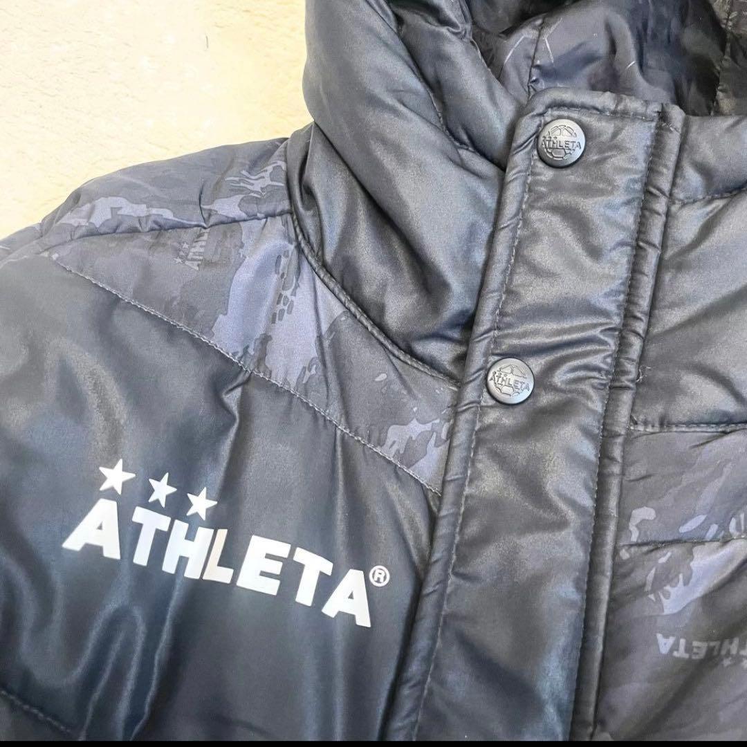【美品】アスレタ　ATHLETA ダウンコート ロング　160 黒迷彩　カモフラ