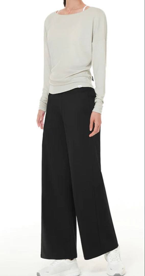 アンダールandar Airywin 裏起毛マキシワイドレギンス ブラックL