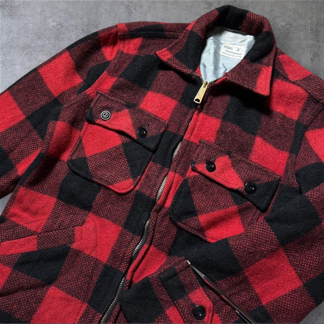 しんちゃん2387 古着60年代Searsバッファローチェックウールジャケ