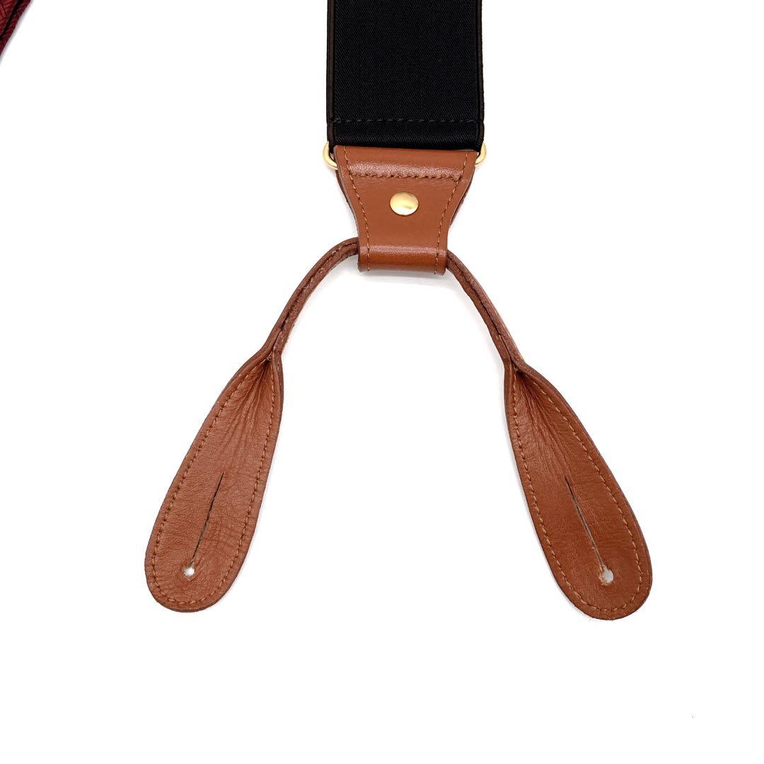 Burberry ヴィンテージ サスペンダー Y型 ボタン式 小紋　レザー