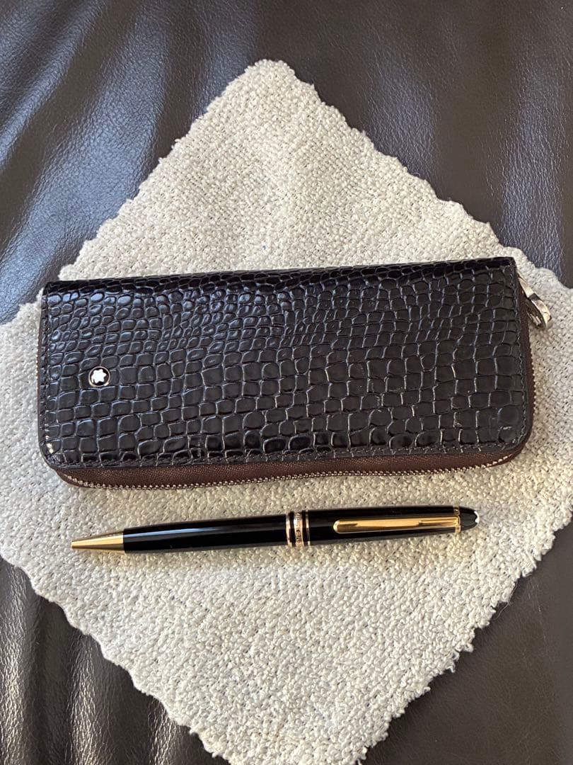 レア◾️MONT BLANC モンブラン◾️クロコ型押し ペンケース◾️2本差し◾️