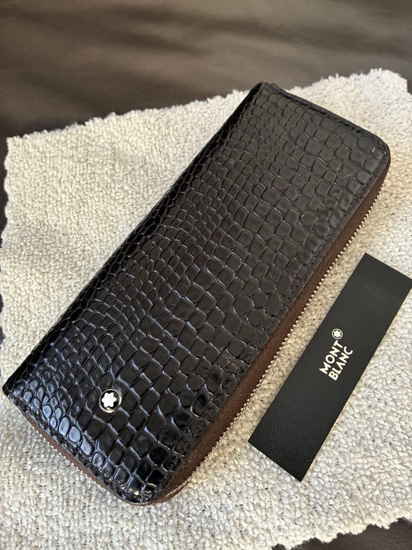 レア◾️MONT BLANC モンブラン◾️クロコ型押し ペンケース◾️2本差し◾️