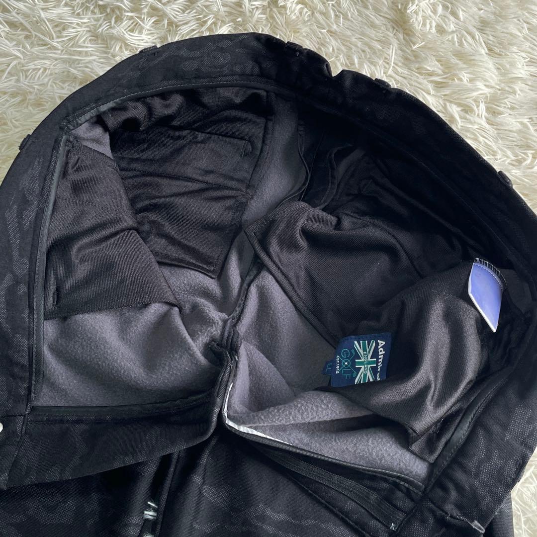 ADMIRAL GOLF パンツ 裏起毛 ストレッチ カモフラ ブラック LL