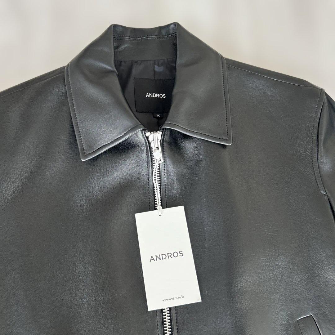 【新品未使用】 ANDROS ブラック レザージャケット ラムスキン
