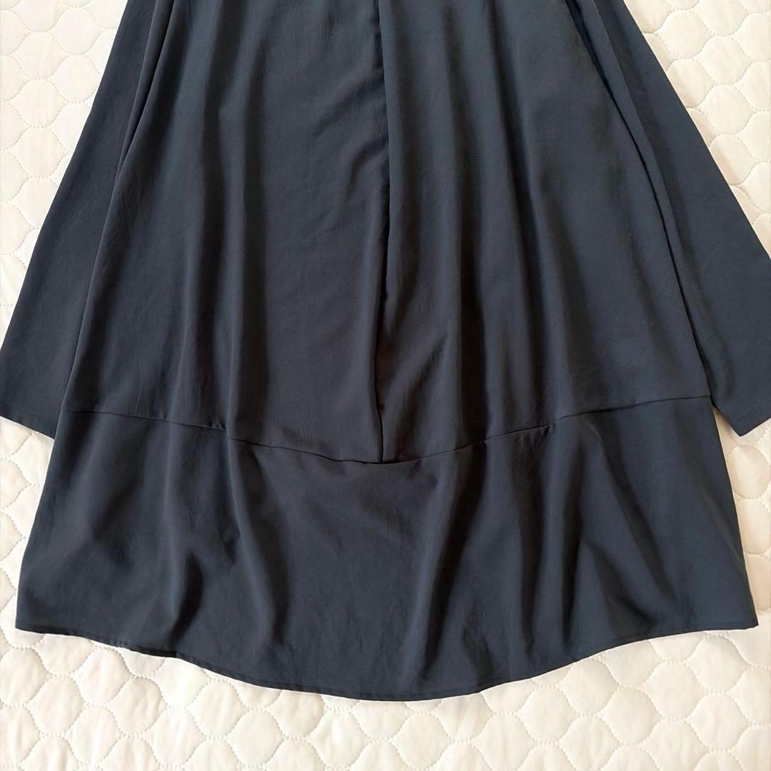 【美品】BEARDSLEY 後ろドレープTブラウス　ダークグレー FREEサイズ