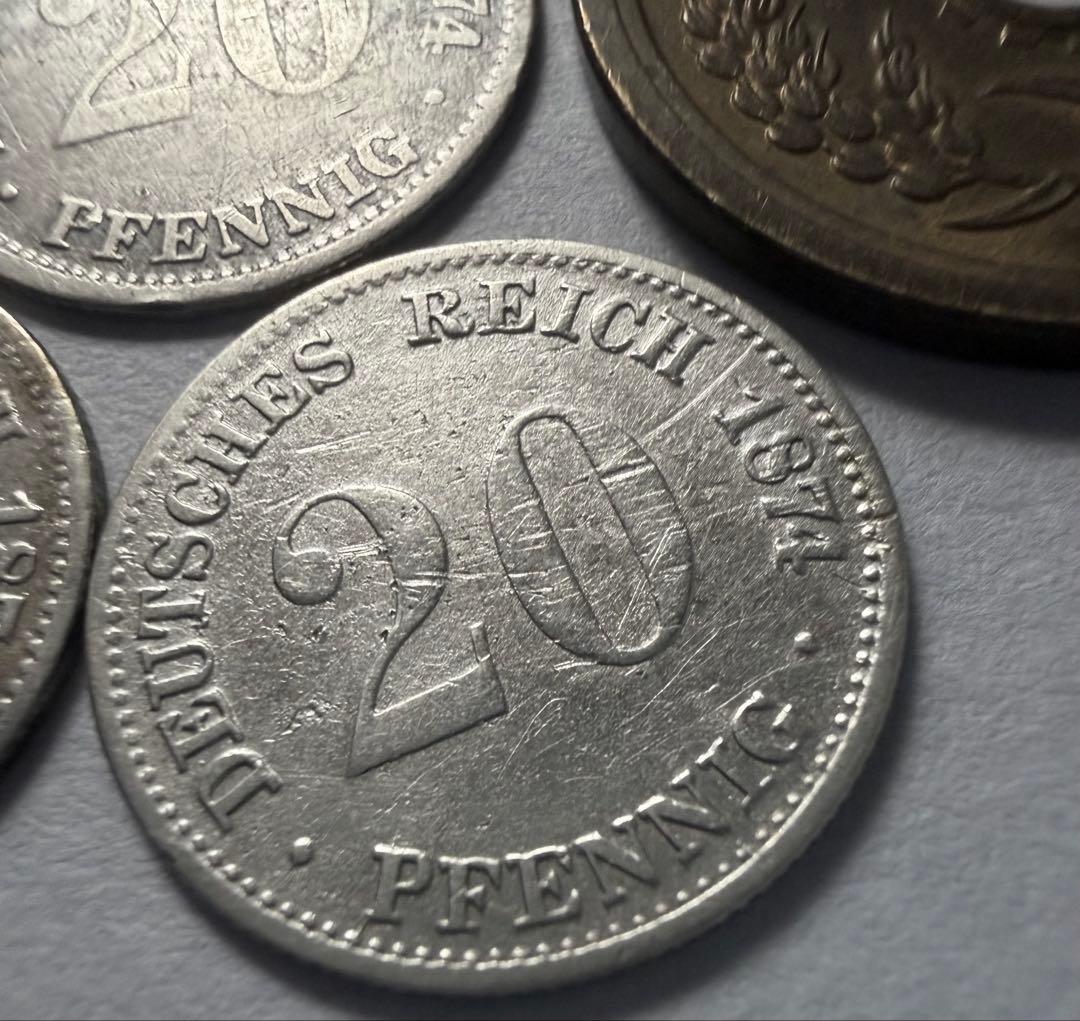 f*i様 1874年 ドイツ帝国20ペニヒ 銀貨 3枚セット