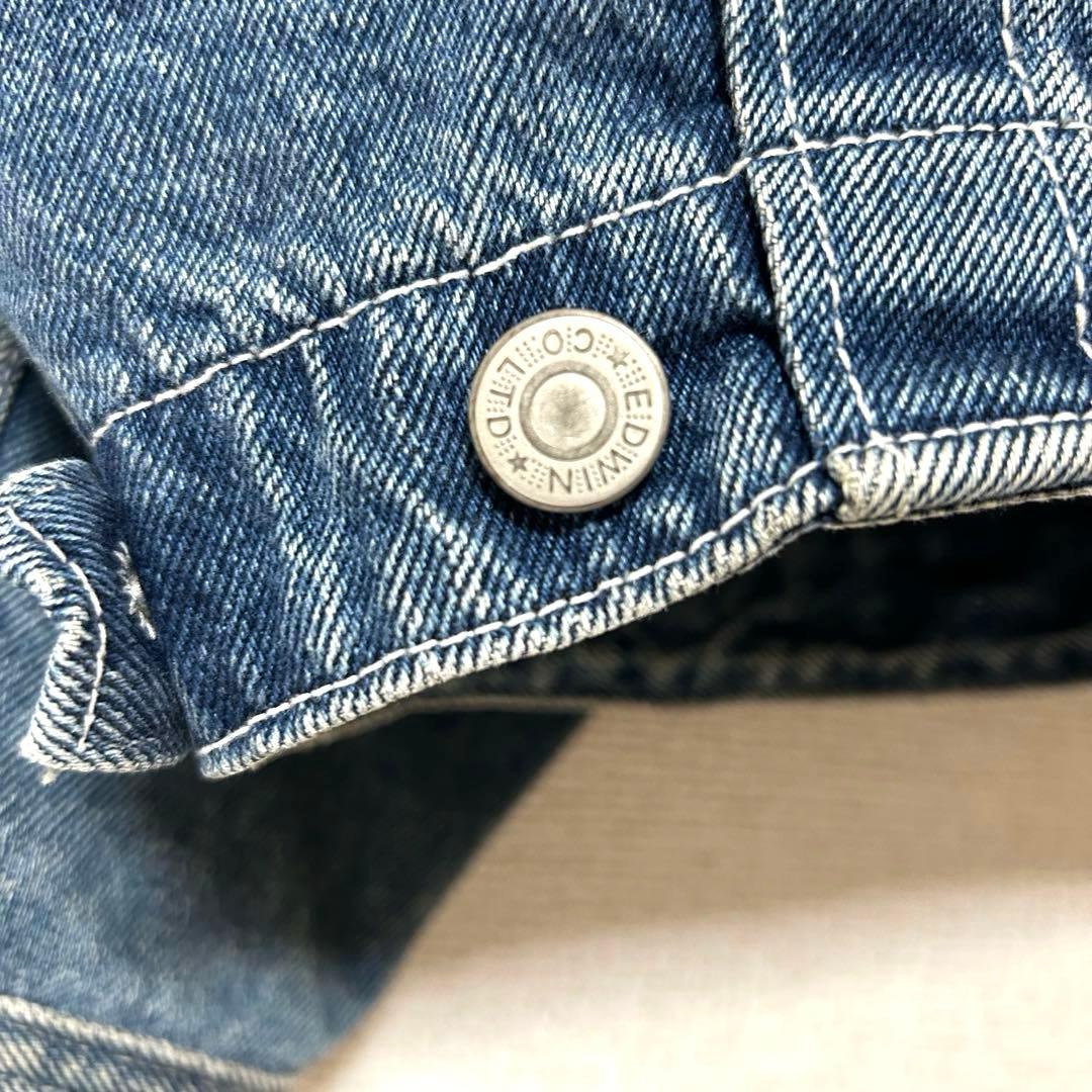ヴィンテージ エドウィン EDWIN デニムジャケット クラウン刺繍 ジップ M