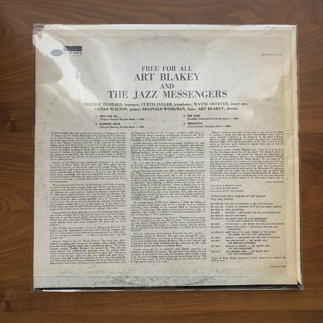 洋楽 LP Art Blakey Free For All BST-84170 US