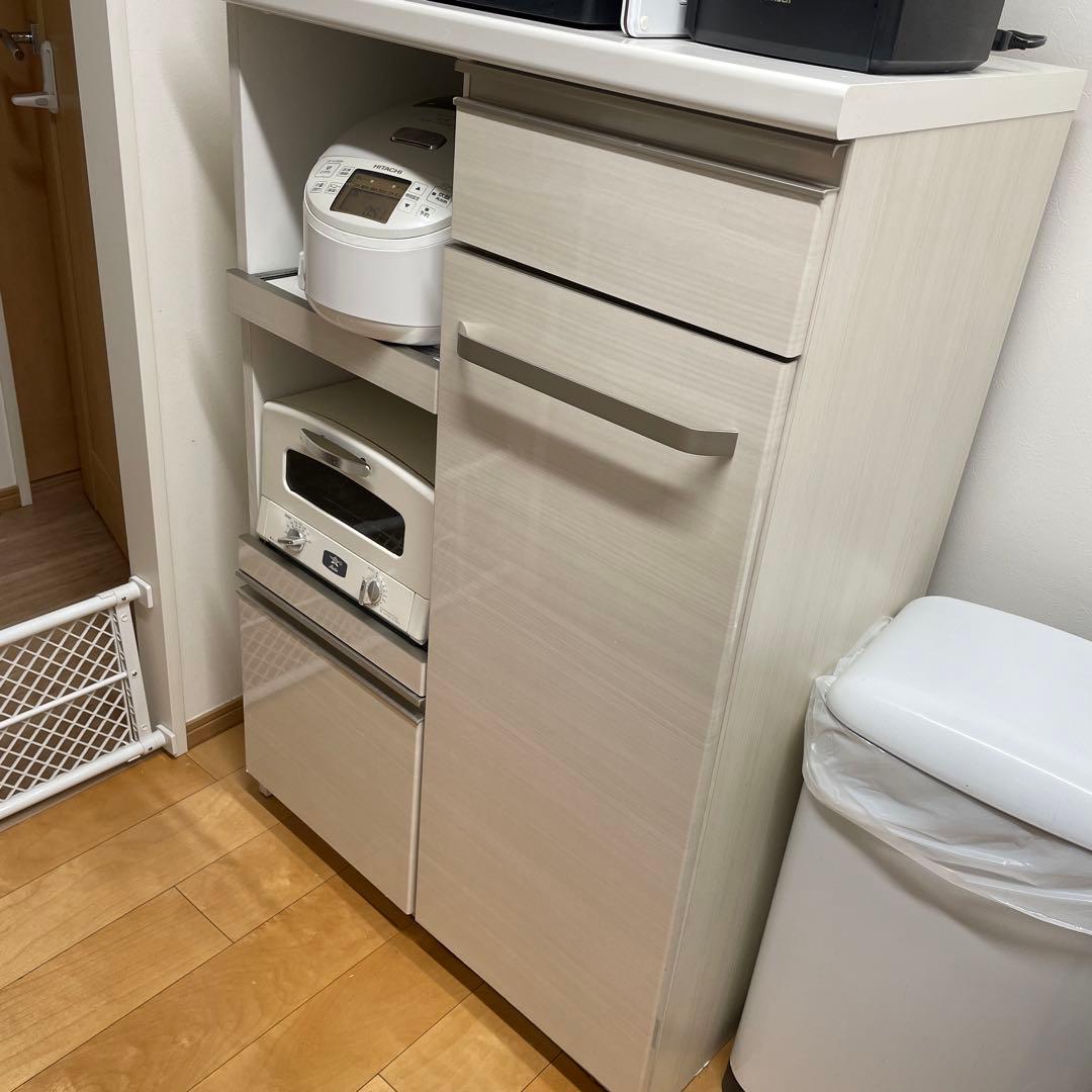 ホワイト レンジ台 キッチンボードW80×H120×D44