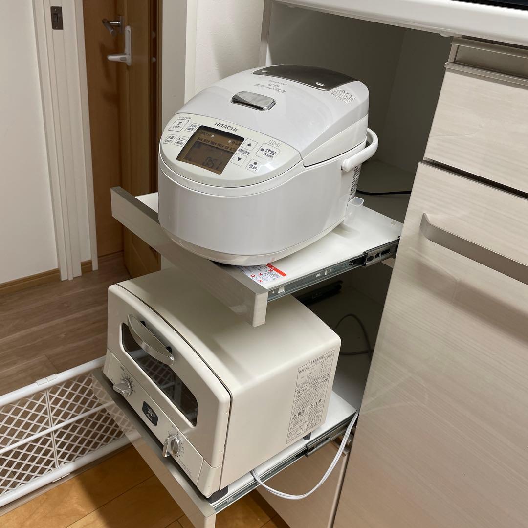 ホワイト レンジ台 キッチンボードW80×H120×D44