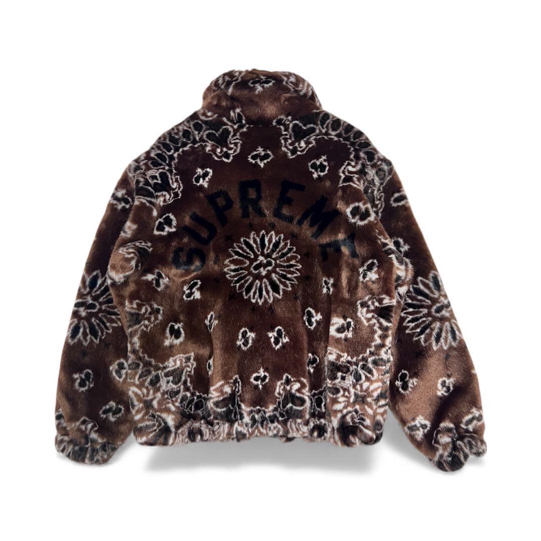 早い者勝ち　美品　Supreme ファージャケット　ブラウン　ペイズリー柄