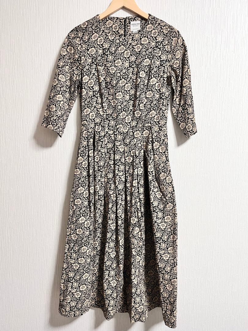 美品　ピープルツリー　V&A ロングワンピース　花柄　七分袖