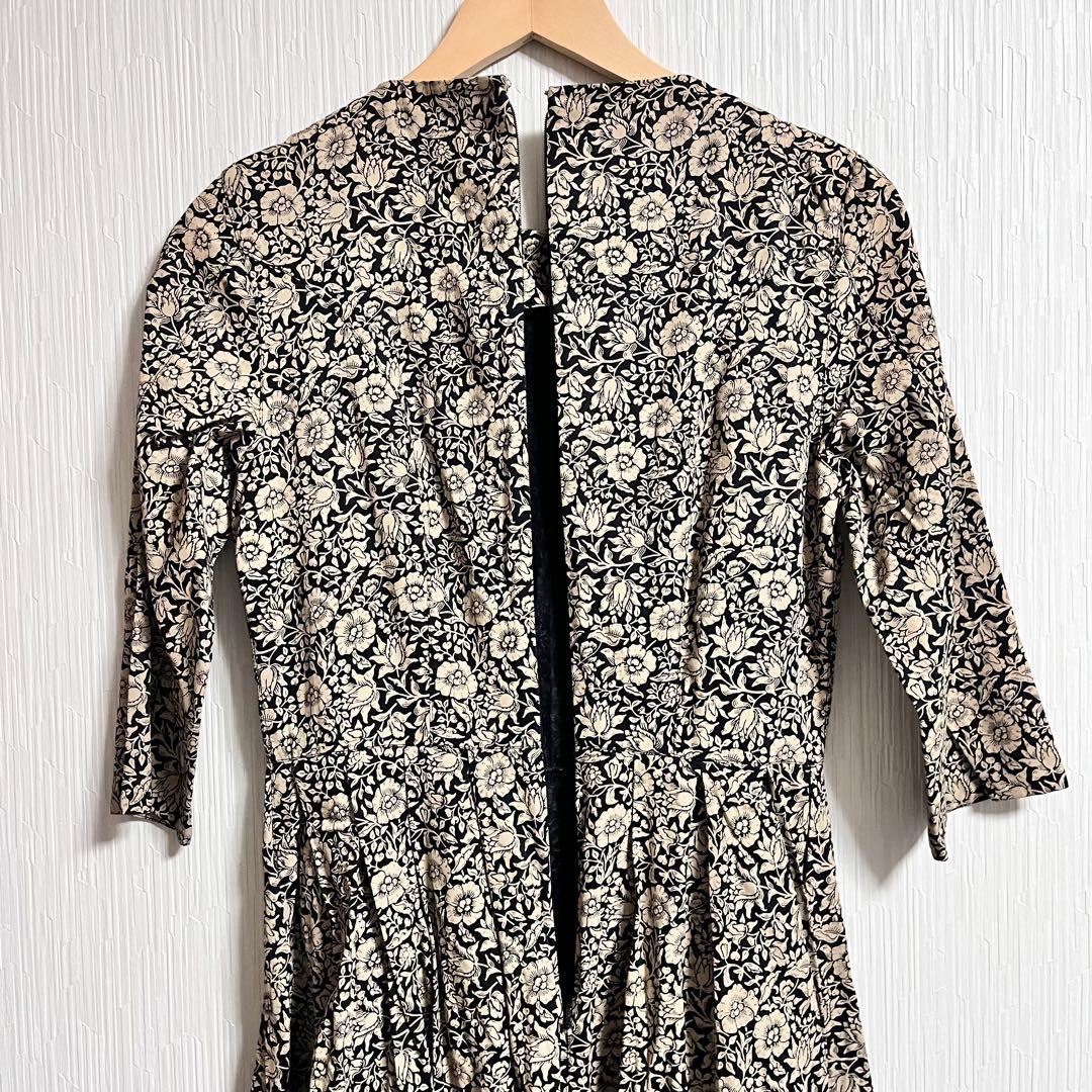美品　ピープルツリー　V&A ロングワンピース　花柄　七分袖