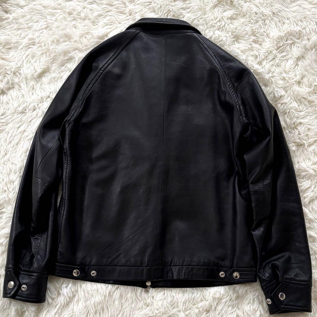 美品✨SHIPS シップス ラムレザー シングルライダース ブラック ストライプ