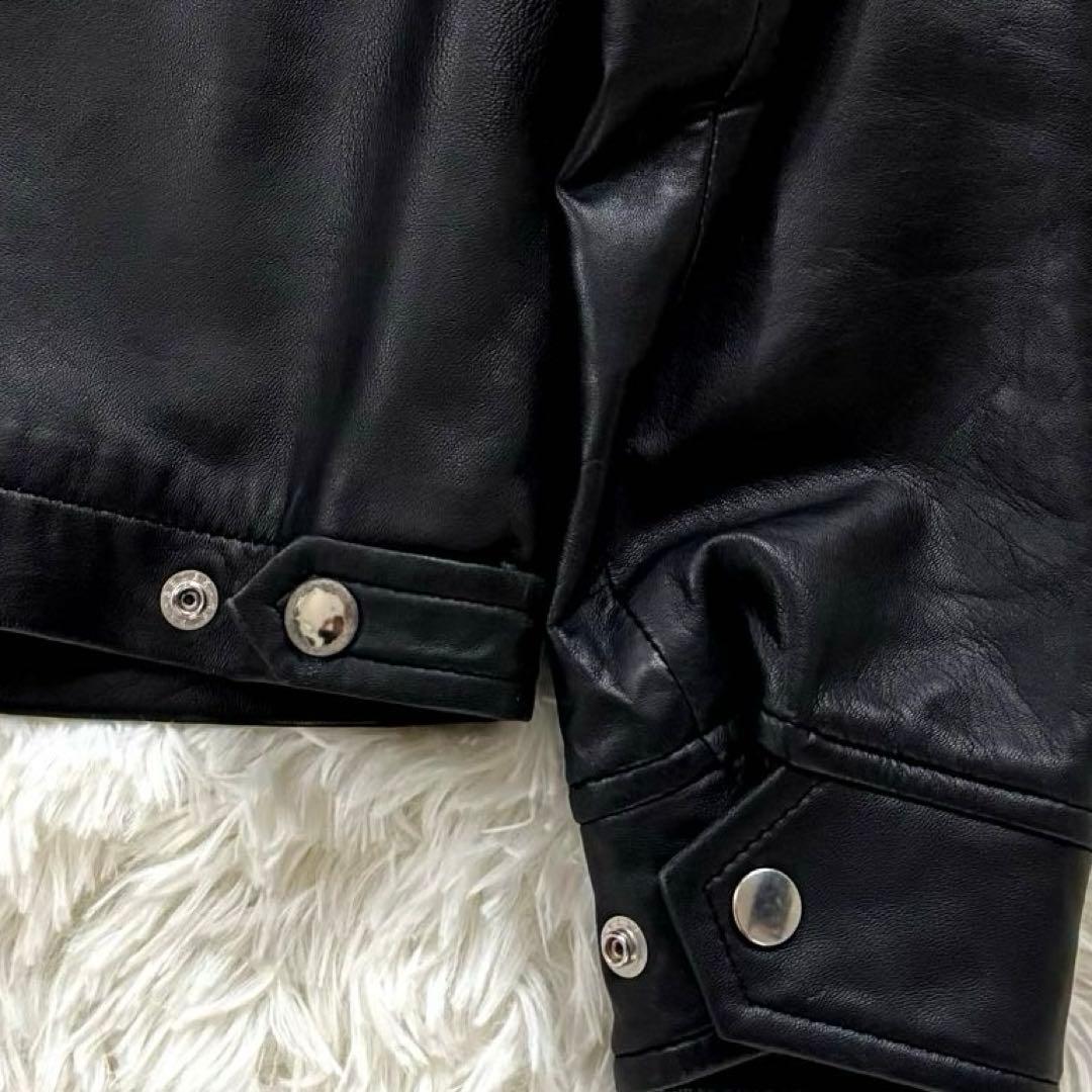 美品✨SHIPS シップス ラムレザー シングルライダース ブラック ストライプ