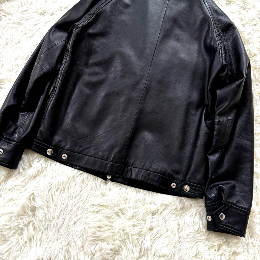 美品✨SHIPS シップス ラムレザー シングルライダース ブラック ストライプ