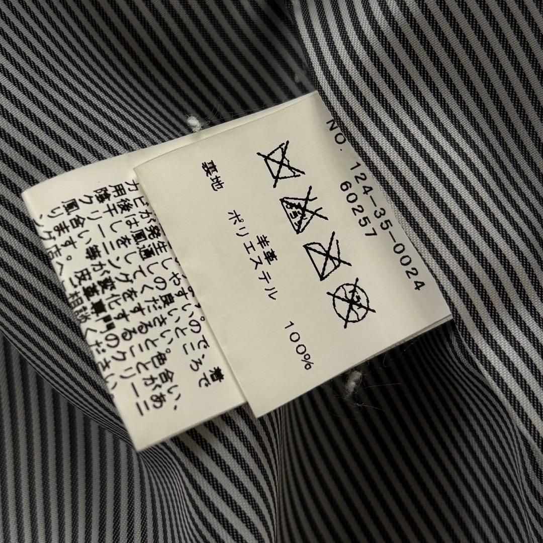 美品✨SHIPS シップス ラムレザー シングルライダース ブラック ストライプ