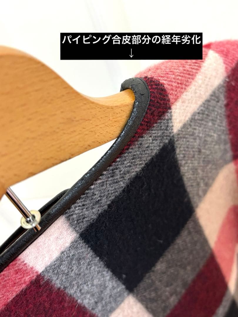 【訳あり】　ブルーレーベルクレストブリッジ　チェック柄フリンジコート