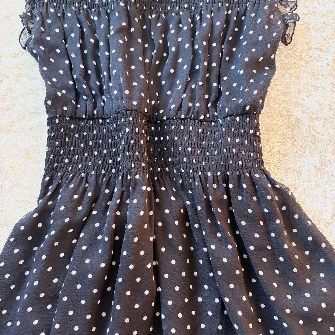 【美品】ケイトスペード　ワンピース　シルク100％　ロング　ドット　ボウタイ　黒