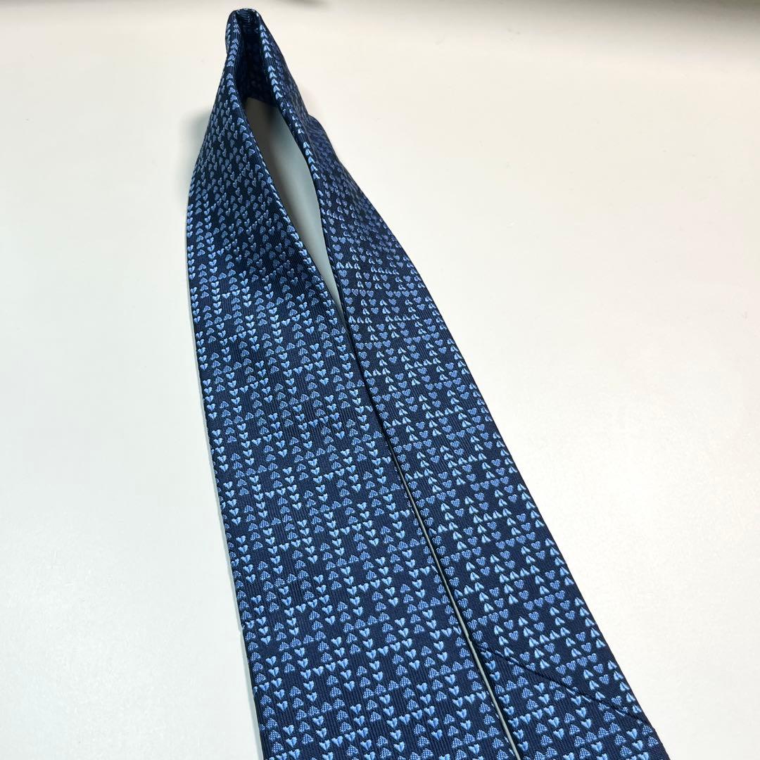 希少✨未使用✨HERMES エルメス　ネクタイ　ハート H柄 シルク　ネイビー
